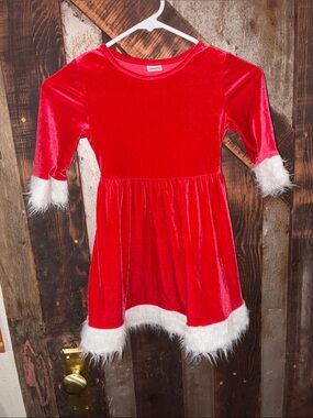 Holiday Time Bright Red Velvet Kids Top